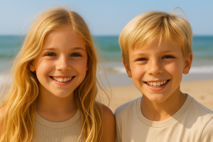 cabello rubio infantil en verano